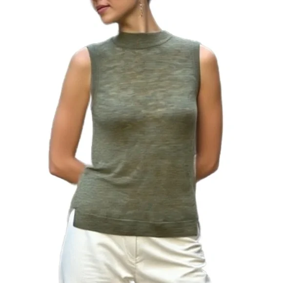 Wilfred Free Mock Neck Knit Top in Olive Green Size XXS - Picture 1 of 7